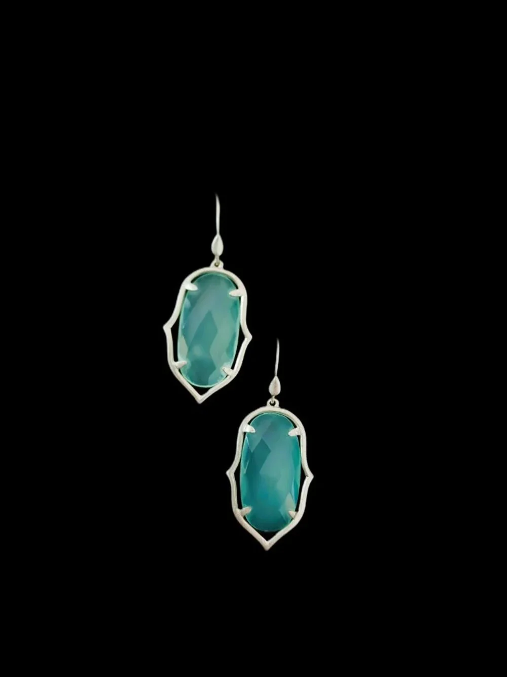 Retired Stella & Dot Amala Chandelier Earrings Mint Green Silver New On Card